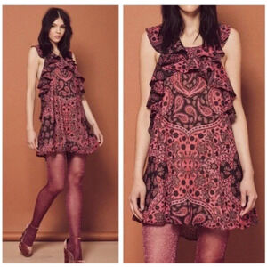 For Love and Lemons Floral Margot Chiffon Halter Mini Dress Womens Size Small